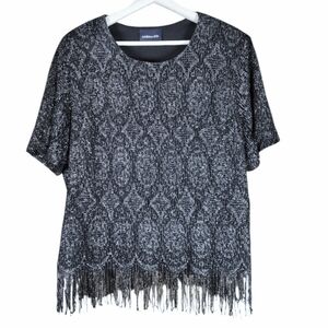Vintage Addition Elle Sparkly Fringe Trim Knitted Top